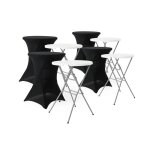 Lot de 4 tables de r�ception pliantes acier avec housse noir