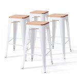 Lot de 4 tabourets de bar en acier blanc