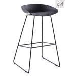 Lot de 4 tabourets de bar en métal noir Lot de 4 tabourets de bar en métal noir