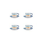 Lot de 4 tasses en porcelaine , peinte  la main blanc d15