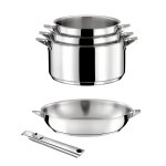 Lot 5 pices : casseroles, pole et poigne