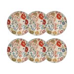 Lot de 6 assiettes calottes florales en grès 19cm Lot de 6 assiettes calottes florales en grès 19cm
