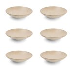 Lot de 6 assiettes creuse beige en porcelaine 21xh5cm