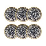 Lot de 6 assiettes creuses  motif bleu en grs 20cm