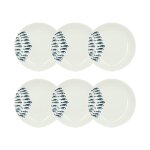 Lot de 6 assiettes creuses motif marin en porcelaine 20cm Lot de 6 assiettes creuses motif marin en porcelaine 20cm