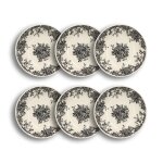 Lot de 6 assiettes creuses porcelaine blanc et noir 20, 5cm