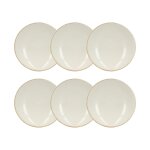 Lot de 6 assiettes creuses en porcelaine blanche et liser� beige 21cm