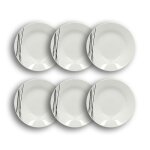 Lot de 6 assiettes creuses porcelaine blanche  rayures noires 20cm