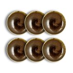 Lot de 6 assiettes creuses textures 21cm en porcelaine marron