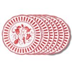Lot de 6 assiettes  dessert 21 cm rouges en porcelaine