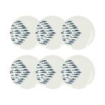 Lot de 6 assiettes à dessert motif marin en porcelaine 20cm Lot de 6 assiettes à dessert motif marin en porcelaine 20cm