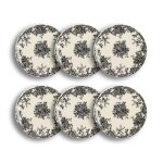 Lot de 6 assiettes  dessert porcelaine blanc et noir 19, 5cm