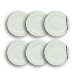 Lot de 6 assiettes  dessert porcelaine blanche  rayures noires 19cm