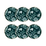 Lot de 6 assiettes  dessert en porcelaine vert 20cm