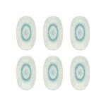 Lot de 6 assiettes ovales en porcelaine blanche et bleue 19cm