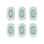 Lot de 6 assiettes ovales en porcelaine blanche et bleue 23, 5cm
