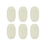 Lot de 6 assiettes ovales en porcelaine blanche et liser beige 23, 5cm