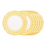 Lot de 6 assiettes plates 27 cm jaunes en porcelaine