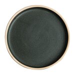 Lot de 6 assiettes plate bord droit en grs vert 25