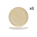 Lot de 6 assiettes plates en grs, jaune, d27 cm