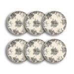 Lot de 6 assiettes plates porcelaine blanc et noir 26cm