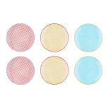 Lot de 6 assiettes plates en porcelaine multicolore d26 Lot de 6 assiettes plates en porcelaine multicolore d26