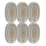 Lot de 6 assiettes de prsentation en porcelaine bleue 18, 5cm