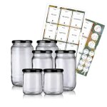 Lot de 6 bocaux de 3 tailles avec étiquettes épicerie Lot de 6 bocaux de 3 tailles avec étiquettes épicerie