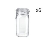 Lot de 6 bocaux hermtique en verre, transparent, 1500 ml