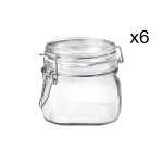 Lot de 6 bocaux hermtique en verre, transparent, 500 ml