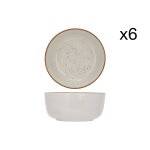 Lot de 6 bols en grs, blanc, d14, 5 x h6, 7 cm