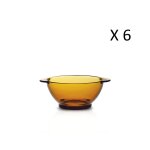Lot de 6 - bol  oreilles 51cl en verre rsistant teint vermeil