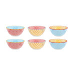 Lot de 6 bols petit - djeuner en porcelaine multicolore d15