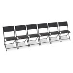 Lot de 6 chaises en aluminium et toile plastifiee