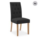 Lot de 6 chaises capitonnes en tissu noir