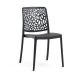 Lot de 6 chaises de jardin empilables en polypropylne noir