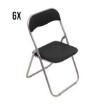 Lot de 6 chaises pliante en fer noir 43x47 cm