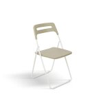 Lot de 6 chaises pliantes en mtal blanc et polypropylne tourterelle