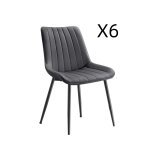 Lot de 6 chaises de salle  manger dossier ergonomique gris et noir