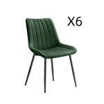 Lot de 6 chaises de salle  manger dossier ergonomique vert et noir