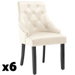 Lot 6 chaises de salle  manger matelasse en velours crme / noir