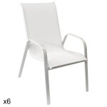 Lot de 6 chaises en textilne blanc et aluminium blanc
