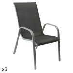 Lot de 6 chaises en textilne gris et aluminium gris