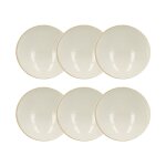 Lot de 6 coupelles en porcelaine blanche et liser beige 15cm