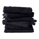 Lot de 6 draps de bain coton uni 65x130cm noir