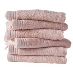 Lot de 6 draps de bain coton uni 65x130cm rose