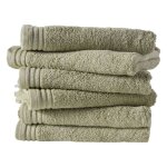 Lot de 6 draps de bain coton uni 65x130cm vert