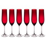 Lot de 6 flûtes 19 cl rouges en cristallin Lot de 6 flûtes 19 cl rouges en cristallin