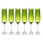 Lot de 6 flûtes 19 cl verts en cristallin Lot de 6 flûtes 19 cl verts en cristallin
