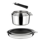 Lot 6 pices - 3 casseroles, 2 poles revtement cramique et 1 poign
